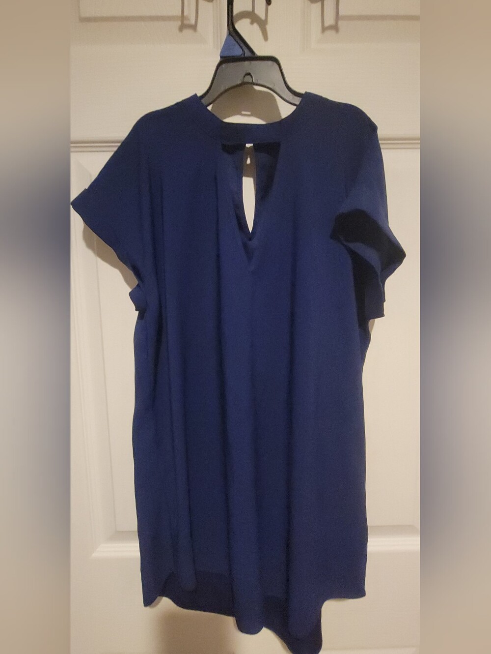 Express Royal Blue Keyhole Short Sleeve Tunic